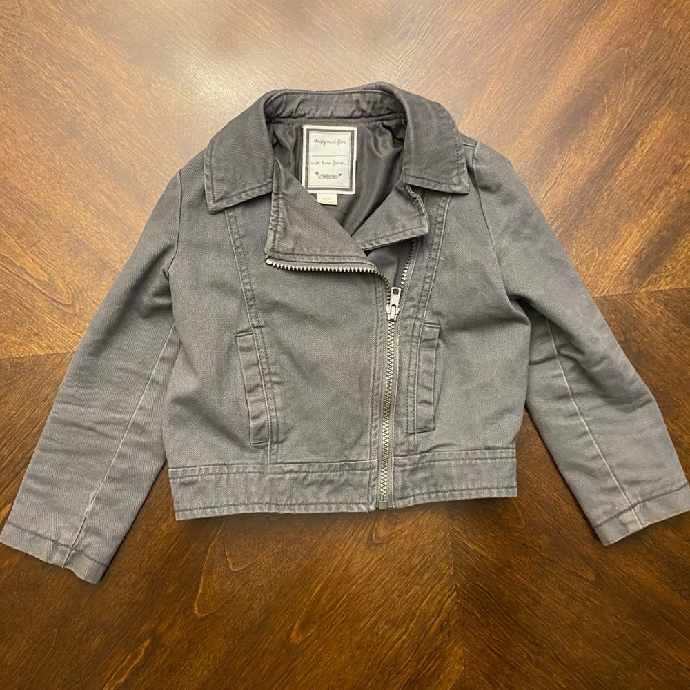 Gymboree Gray Twill Girls Size XS 4 Moto Jacket